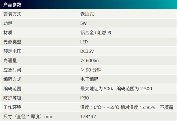 嵌顶式应急照明灯5W